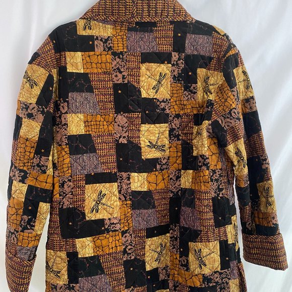 Donna Sharp Vintage Quilted Patchwork Dragonfly Blazer Jacket EUC Women's Size M - Picture 2 of 12